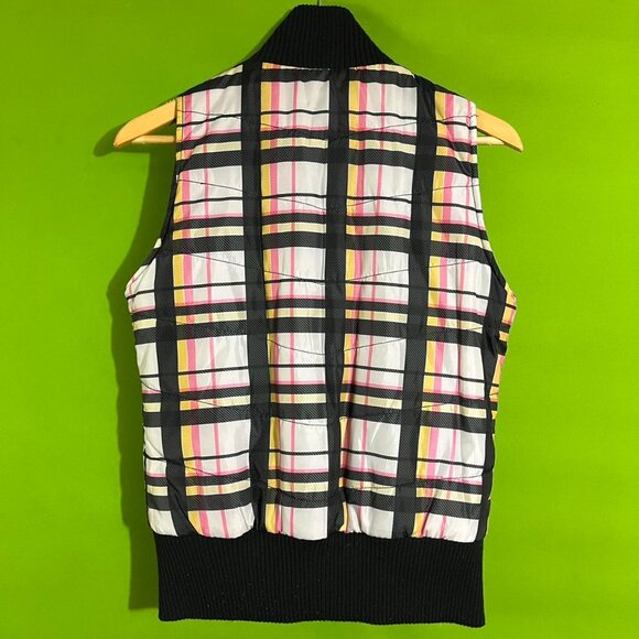 Medium Le‎ Tigre Reversible Plaid Zip Up Vest - Picture 4 of 5